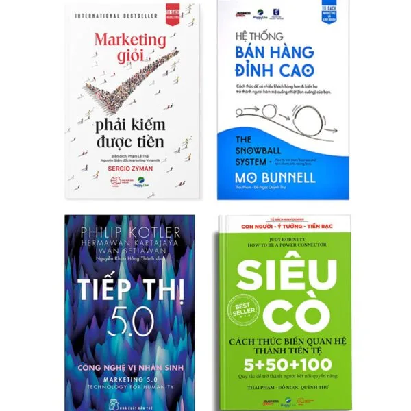 Bộ 4 Cuốn Sách Hay Về Marketing: Tiếp Thị 5.0, Siêu Cò, Hệ Thống Bán Hàng Đỉnh Cao, Marketing giỏi phải kiếm được tiền